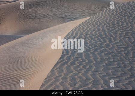 Motifs d'ondulation dans les dunes de sable Mesquite Flat près de Stovepipe Wells dans le désert de Mojave dans le parc national de la Vallée de la mort, Californie. Banque D'Images