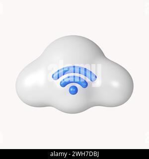 cloud 3d sans fil. Réseau sans fil et cloud de connexion. icône isolé sur fond blanc. illustration de rendu 3d. Masque. Banque D'Images