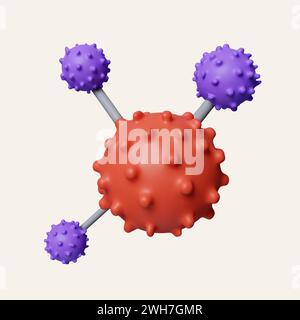 3d Corona virus, COVID 19-NCP. Coronavirus nCoV désigné est un virus à ARN simple brin. icône isolé sur fond blanc. illustration de rendu 3d. Banque D'Images