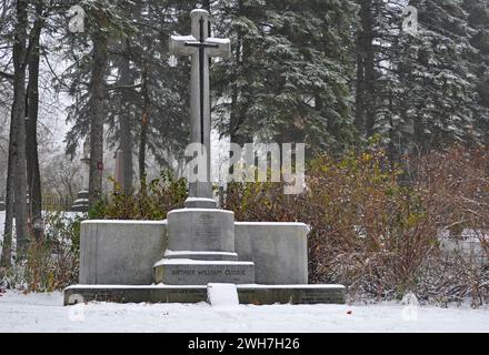 La tombe de sir Arthur Currie, commandant militaire canadien pendant la première Guerre mondiale, au cimetière Mont-Royal de Montréal. Banque D'Images