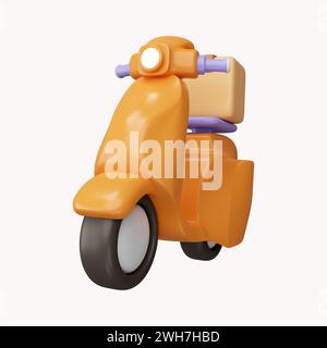 Concept de service de scooter de livraison express 3D en ligne, livraison de réponse rapide par scooter, ramassage par courrier, livraison, services d'expédition en ligne. 3d Banque D'Images