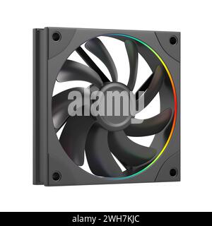 Ventilateur de boîtier d'ordinateur RGB isolé sur fond blanc Banque D'Images