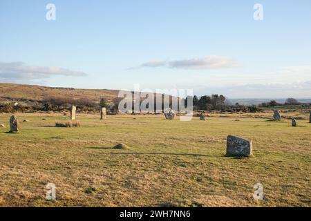 Vues des pierres des hurleurs sur Bodmin Moor, Cornouailles au Royaume-Uni Banque D'Images