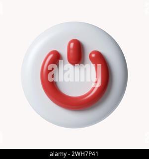 Bouton 3d éteindre et rallumer. Bouton d'alimentation rouge rond. icône isolé sur fond blanc. illustration de rendu 3d. Masque. Banque D'Images