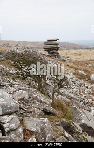 The Cheesewring on Bodmin Moor, Cornouailles au Royaume-Uni Banque D'Images