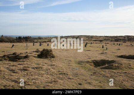 Vues des pierres des hurleurs sur Bodmin Moor, Cornouailles au Royaume-Uni Banque D'Images