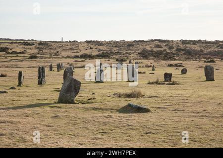 Vues des pierres des hurleurs sur Bodmin Moor, Cornouailles au Royaume-Uni Banque D'Images