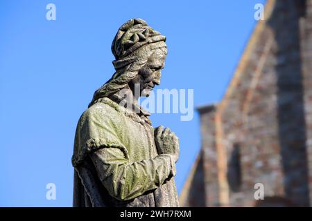 Statue de Jacob van Maerlant devant la mairie, Damme, Flandre, Belgique, Europe Banque D'Images