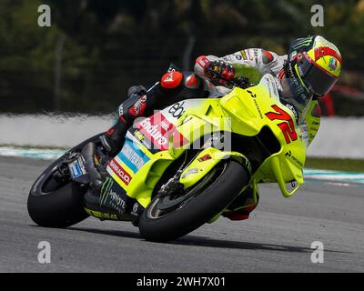 Kuala Lumpur, Malaisie. 08th Feb, 2024. Le pilote italien Marco Bezzecchi du Pertamina Enduro VR46 MotoGP Team vu en action lors des essais officiels MotoGP de Sepang sur le circuit international de Sepang. Crédit : SOPA images Limited/Alamy Live News Banque D'Images