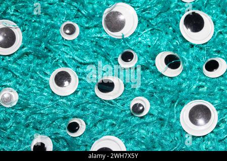 Drôle Wiggle Google Eyes on Fabric Banque D'Images