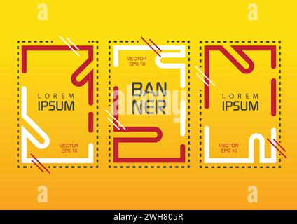 ensemble de bannières vectorielles géométriques à la mode - cadre pour étiquette publicitaire - publicité commerciale lumineuse Illustration de Vecteur