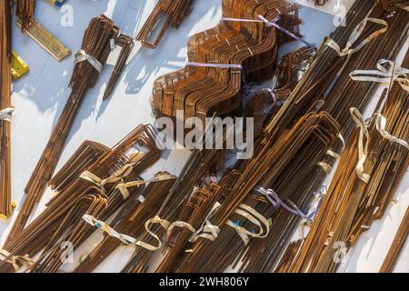 Faisceaux d'acier d'armature sur le chantier de construction Vienna Wien Autriche Banque D'Images