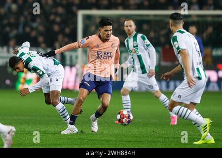 Groningen, pays-Bas. 08th Feb, 2024. GRONINGEN, stade Euroborg, 08-02-2024, saison 2023/2024, Dutch Football TOTO KNVB beker. Joueur de Fortuna Sittard Ragnar Oratmangoen pendant le match Groningen - Fortuna Sittard (CUP) crédit : Pro Shots/Alamy Live News Banque D'Images