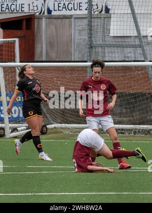 Glasgow, Écosse, Royaume-Uni. 9 octobre 2022 : Stenhousemuir femmes jouant un match de la ligue Sud du championnat SWF à Falkirk. Banque D'Images