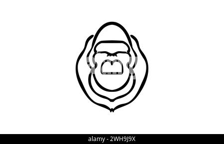 Design minimaliste d'illustration Cross River Gorilla Icon Illustration de Vecteur