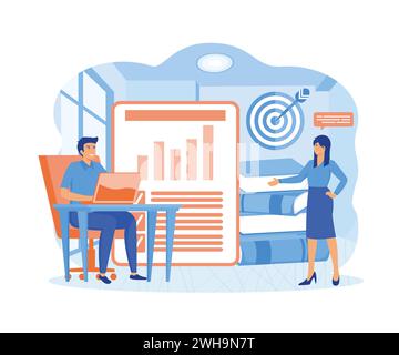 Concept d'audit. Recherche et analyse des opérations commerciales. Inspection financière. illustration moderne vectorielle plate Illustration de Vecteur