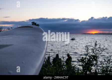 Sonnenuntergang am Salzhaff Ostsee Banque D'Images