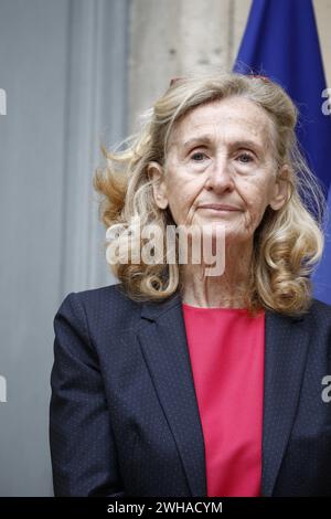 Paris, France. 09th Feb, 2024. La nouvelle ministre de l’Education nationale et de la Jeunesse Nicole Belloubet lors de la cérémonie de passation au Ministère de l’Education nationale, Paris, le 9 février 2024. Photo de Raphael Lafargue/ABACAPRESS.COM crédit : Abaca Press/Alamy Live News Banque D'Images