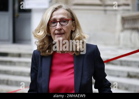 Paris, France. 09th Feb, 2024. La nouvelle ministre de l’Education nationale et de la Jeunesse Nicole Belloubet lors de la cérémonie de passation au Ministère de l’Education nationale, Paris, le 9 février 2024. Photo de Raphael Lafargue/ABACAPRESS.COM crédit : Abaca Press/Alamy Live News Banque D'Images