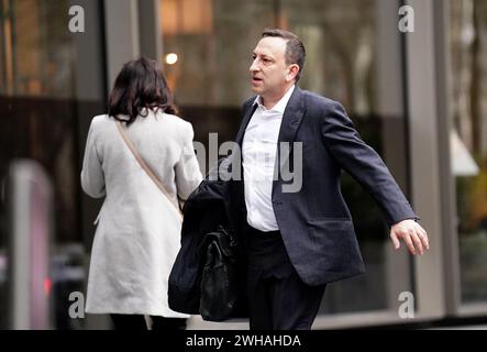 Tony Bloom, propriétaire et président de Brighton et Hove Albion, arrive à la réunion des actionnaires de la premier League dans un hôtel de Londres. Date de la photo : vendredi 9 février 2024. Banque D'Images