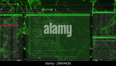 Image du circuit intégré sur le traitement des données et les connexions sur l'écran numérique Banque D'Images