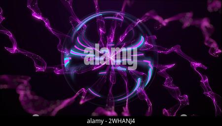 Image de traînées lumineuses brillantes de transfert de données sur le globe en mouvement rapide Banque D'Images