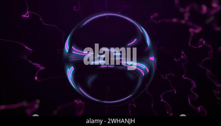 Image de traînées lumineuses brillantes de transfert de données sur le globe en mouvement rapide Banque D'Images