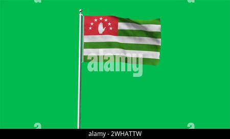 Haut drapeau détaillé de l'Abkhazie. Drapeau national de l'Abkhazie. République d'Abkhazie. Illustration 3D. Banque D'Images