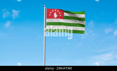 Haut drapeau détaillé de l'Abkhazie. Drapeau national de l'Abkhazie. République d'Abkhazie. Illustration 3D. Banque D'Images