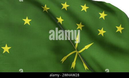 Drapeau détaillé élevé d'Adygea. Drapeau national Adygea. Europe. Illustration 3D. Banque D'Images