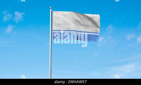 Drapeau détaillé élevé de la République de l'Altaï. Drapeau national de la République de l'Altaï. Illustration 3D. Banque D'Images