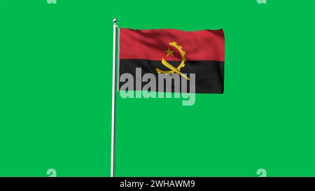 Drapeau haut détaillé de l'Angola. Drapeau national de l'Angola. Afrique. Illustration 3D. Banque D'Images