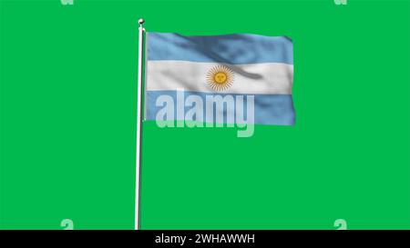 Drapeau haut détaillé de l'Argentine. Drapeau national de l'Argentine. Amérique du Sud. Illustration 3D. Banque D'Images