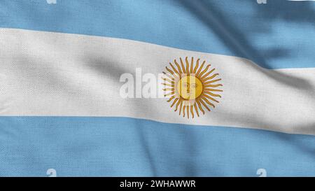Drapeau haut détaillé de l'Argentine. Drapeau national de l'Argentine. Amérique du Sud. Illustration 3D. Banque D'Images