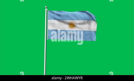 Drapeau haut détaillé de l'Argentine. Drapeau national de l'Argentine. Amérique du Sud. Illustration 3D. Banque D'Images