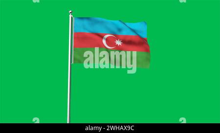 Haut drapeau détaillé d'Azerbaïdjan. Drapeau national d'Azerbaïdjan. Illustration 3D. Banque D'Images