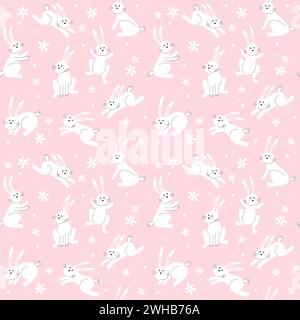 Motif tendance lapin de Pâques. Personnages de vacances minimalistes, lapins stylisés mignons, illustration vectorielle Illustration de Vecteur