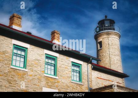 Le phare de Southport, construit en 1866, à Kenosha, Wisconsin. Banque D'Images