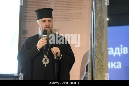 Non exclusif : KIEV, UKRAINE - 8 FÉVRIER 2024 - Primat de l'Église orthodoxe d'Ukraine, métropolite de Kiev et de toute l'Ukraine sa Béatitude Épipha Banque D'Images