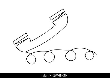 Dessin continu du combiné. Icône d'une ligne du combiné. Illustration vectorielle. SPE 10. Image de stock. Illustration de Vecteur