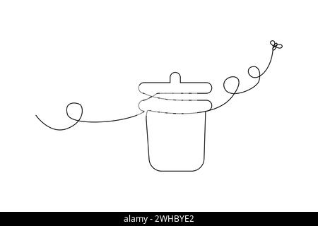 Dessin au trait modifiable continu d'une poubelle. Illustration vectorielle. SPE 10. Image de stock. Illustration de Vecteur