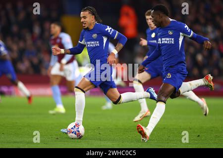 Malo Gusto of Chelsea during the Emirates FA Cup Fourth Round Replay match between Aston Villa and Chelsea at Villa Park. Stock Photo