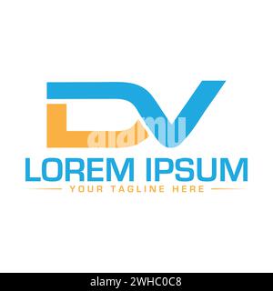 Logo lettre DV. Design créatif et professionnel du logo DV. Illustration de Vecteur
