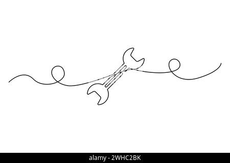 Clé, clé. Clés réglables d'une ligne. Illustration vectorielle. SPE 10. Image de stock. Illustration de Vecteur