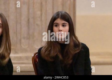 Turin, Italie. 11 octobre 2023. La princesse Luisa de Savoie pleure la perte de S.A.R. Vittorio Emanuele de Savoie à la chapelle Sant'uberto au Palais Roal de Venaria à Turin, Italie, le 9 février 2024 ; photo de Marco Piovanotto/ABACAPRESS.COM crédit : Abaca Press/Alamy Live News Banque D'Images