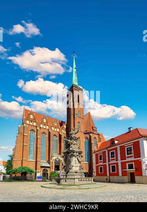 Vue sur la cathédrale de Jean-Baptiste à Wroclaw Banque D'Images