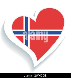 Forme de coeur isolé avec le drapeau de Norvège Vector Illustration de Vecteur