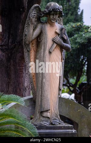 ange de la tombe commémorative appartenant à la famille Ripoll Ballester, cimetière de Soller, Majorque, Iles Baléares, Espagne Banque D'Images