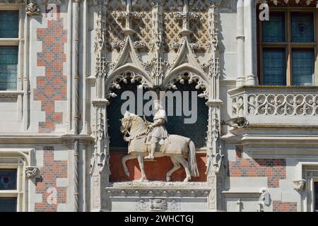 Statue équestre de Louis XII, Château de Blois, Blois, Loir-et-cher, région Centre-Val de Loire, France Banque D'Images