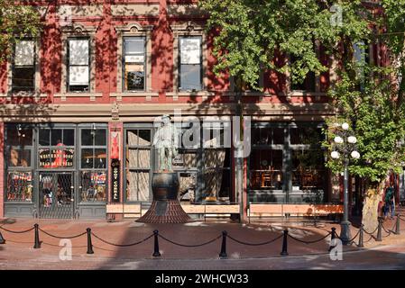 Statue de Gassy Jack dans le quartier Gastown, Vancouver, Colombie-Britannique, Canada Banque D'Images